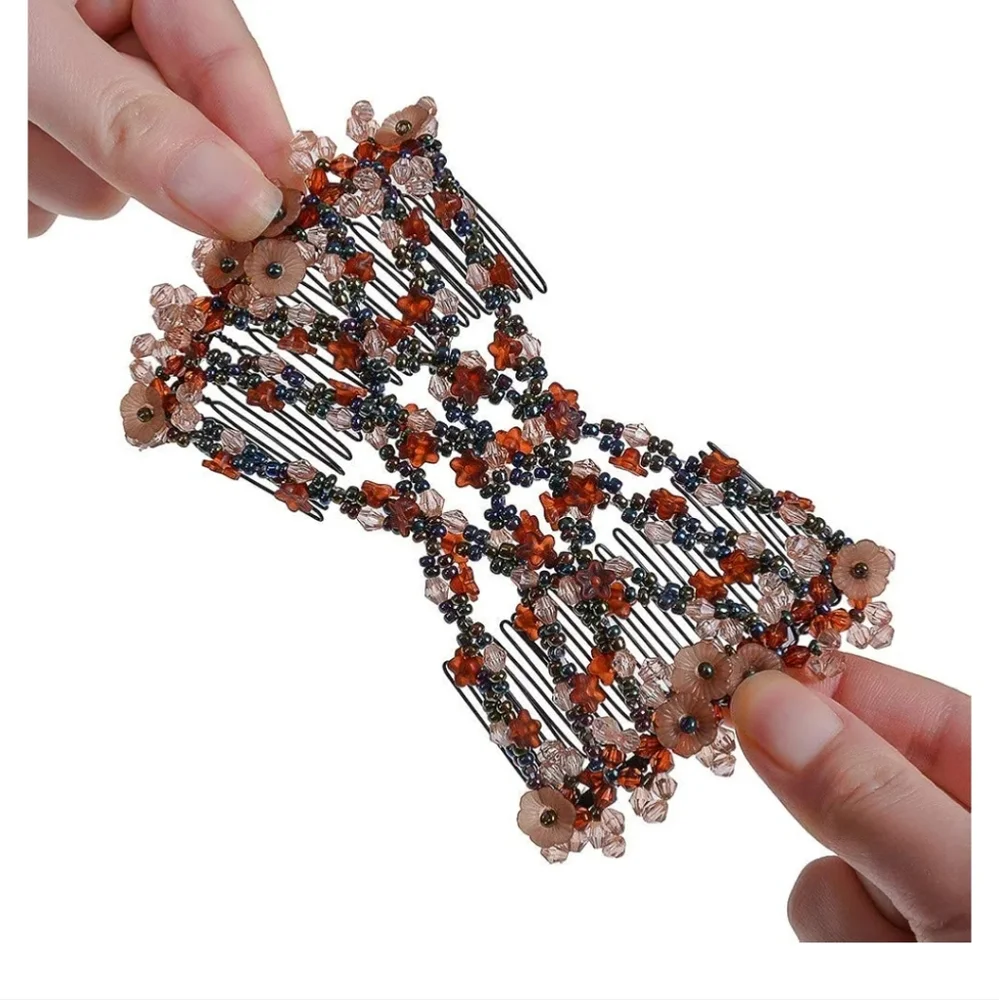 Elastic Double Hair Comb Clip - Stretchy Fashion Magic Hairpins